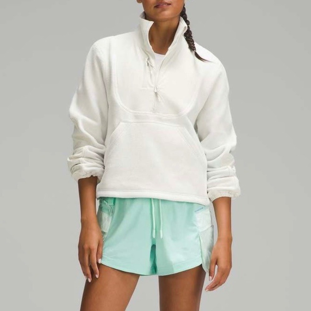 Lululemon Women's 1/2 Zip‎ Fleece + Ripstop Hiking Pullover, Bone Sz 6